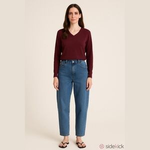 ♥️ Old Navy Burgundy Sweater L V-Neck 100% Cotton Unisex Vintages 90's